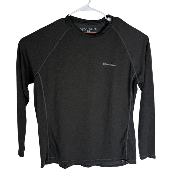 GRUNDENS Mens XXL LS Performance Shirt Dark Brown Moisture Wicking Fishing - Picture 2 of 7